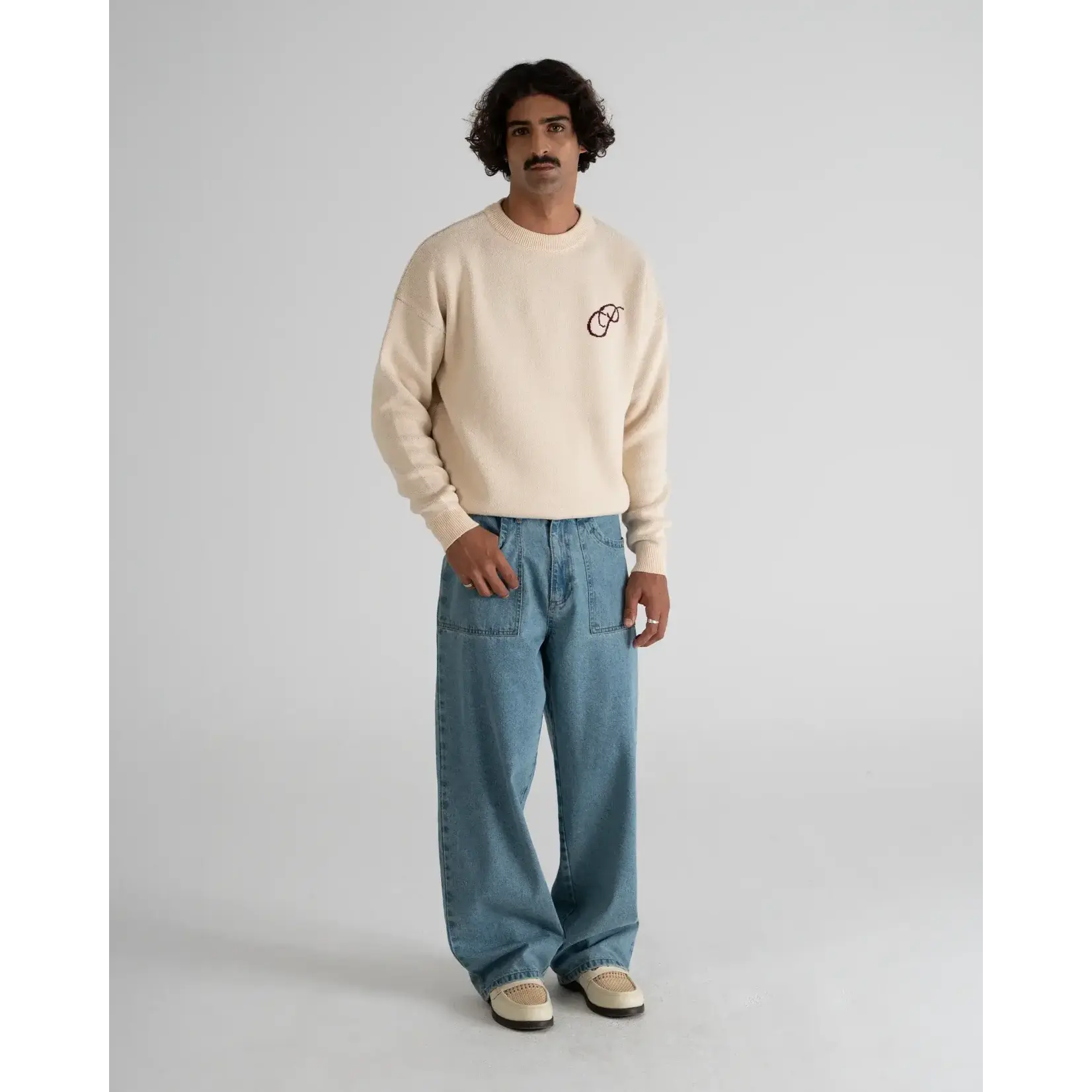 Prohibited Prohibited Initial Knit Sweater Cream