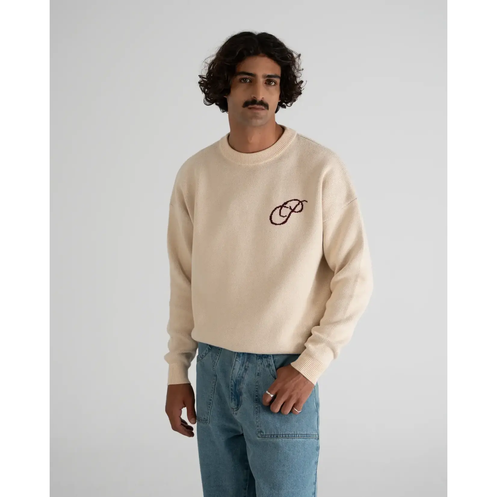 Prohibited Prohibited Initial Knit Sweater Cream