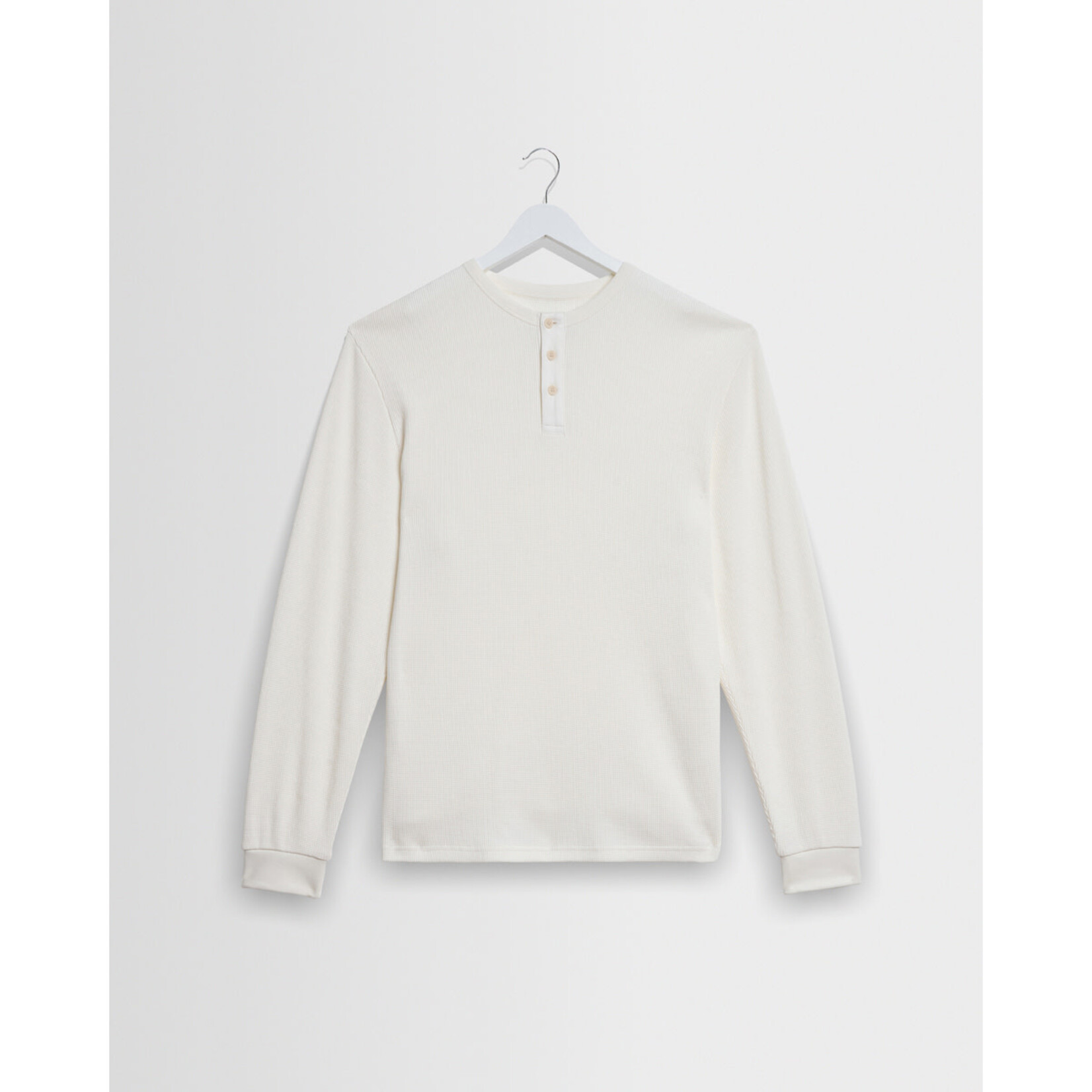 Wax London Wax London Caleb Henley LS waffle Tee ecru