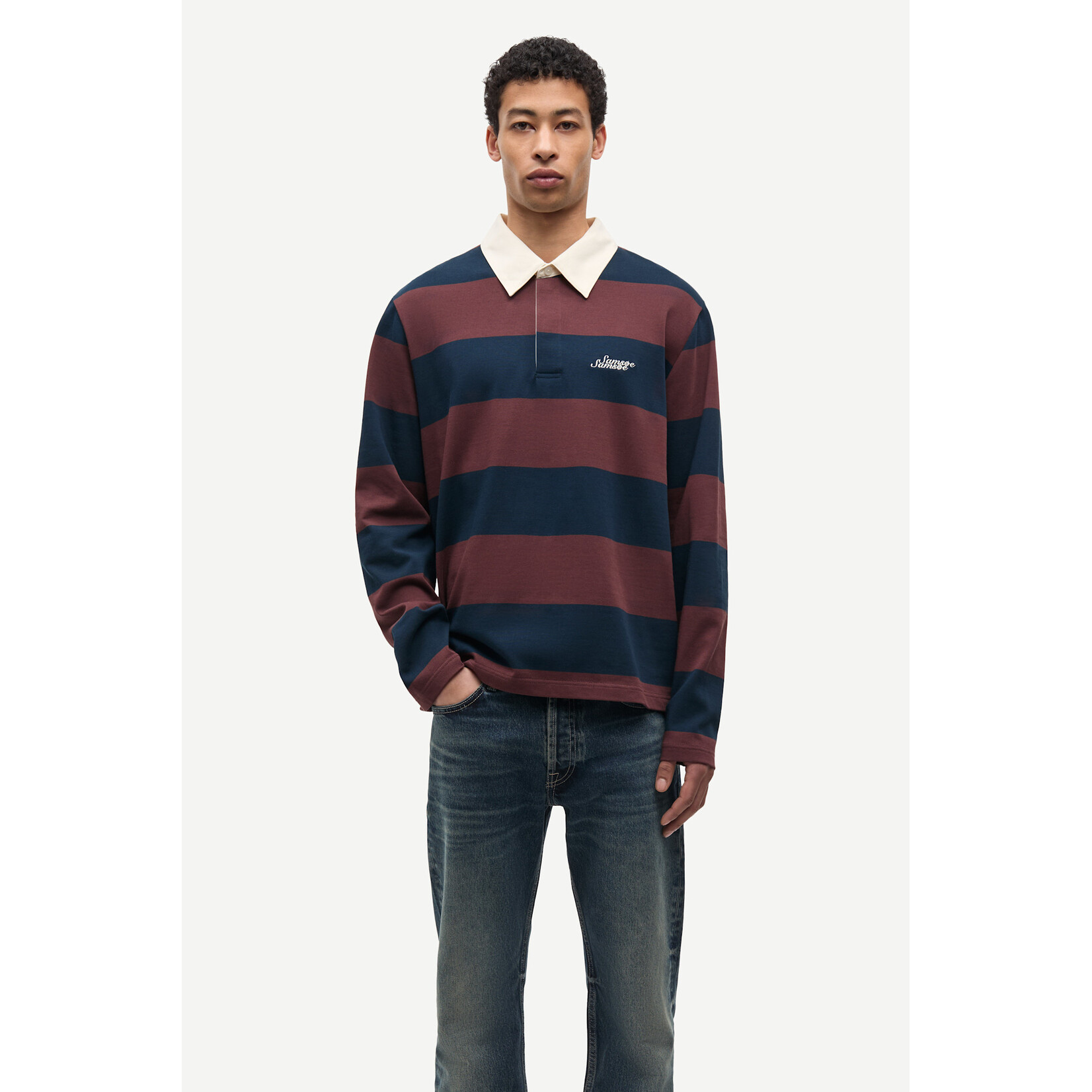 Samsoe & Samsoe Samsoe Samsoe Sakevin x polo LS bitter chocolate stripe
