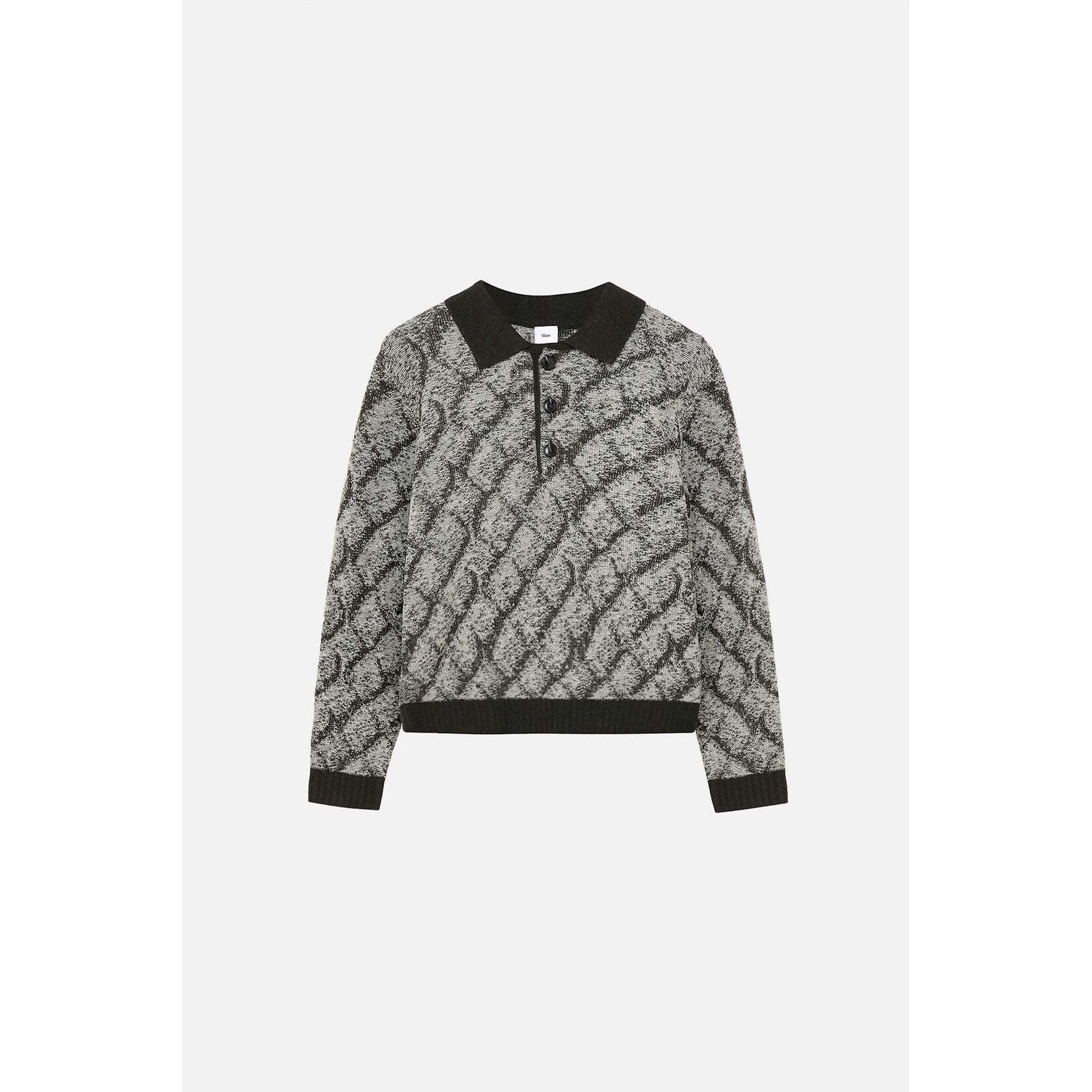 Won Hundred Won Hundred Pelo knit polo black comb