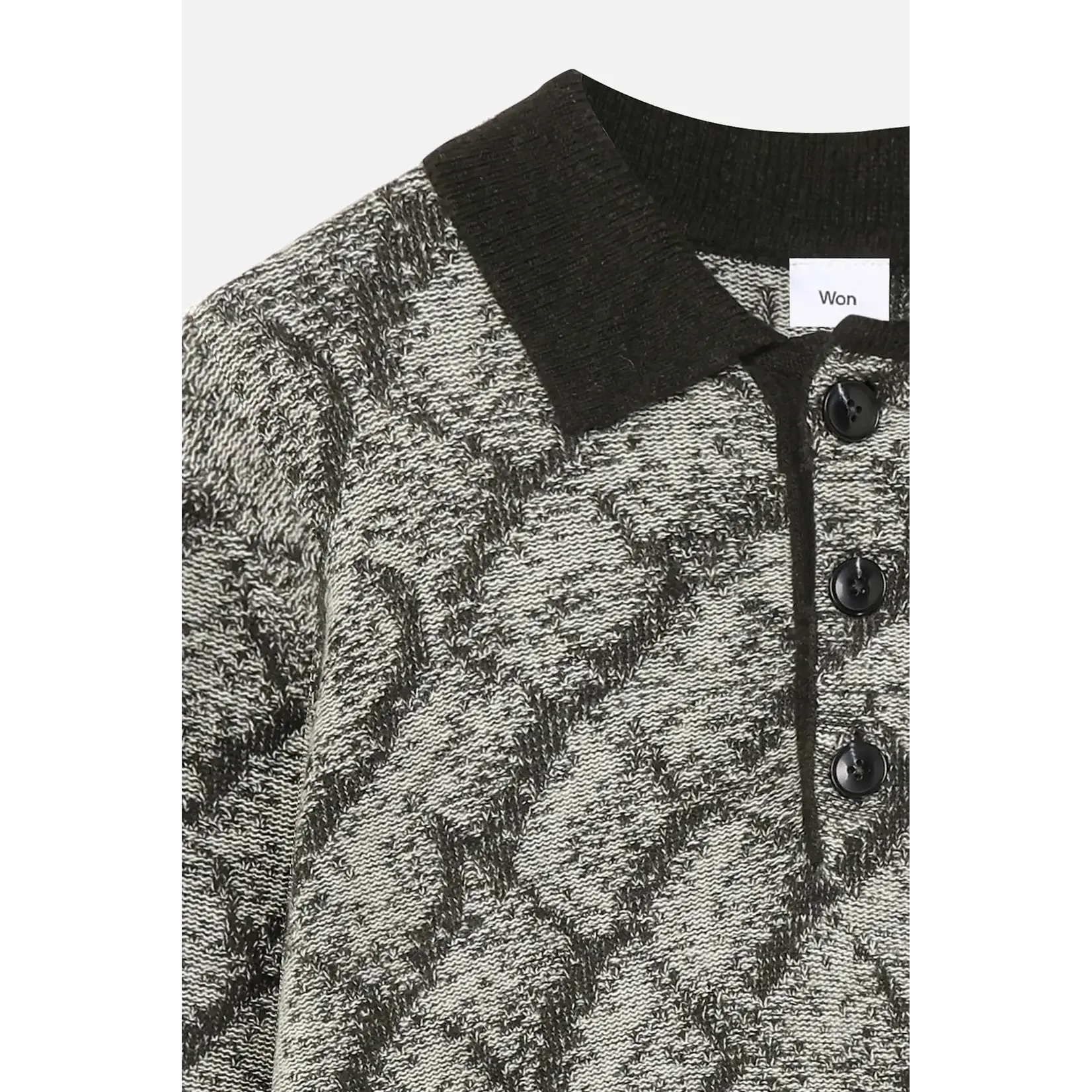 Won Hundred Won Hundred Pelo knit polo black comb