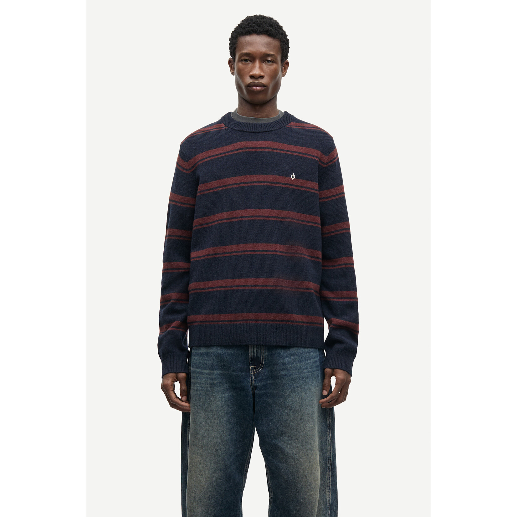 Samsoe & Samsoe Samsoe Samsoe Sapatrik stripe sweater bitter chocolate str