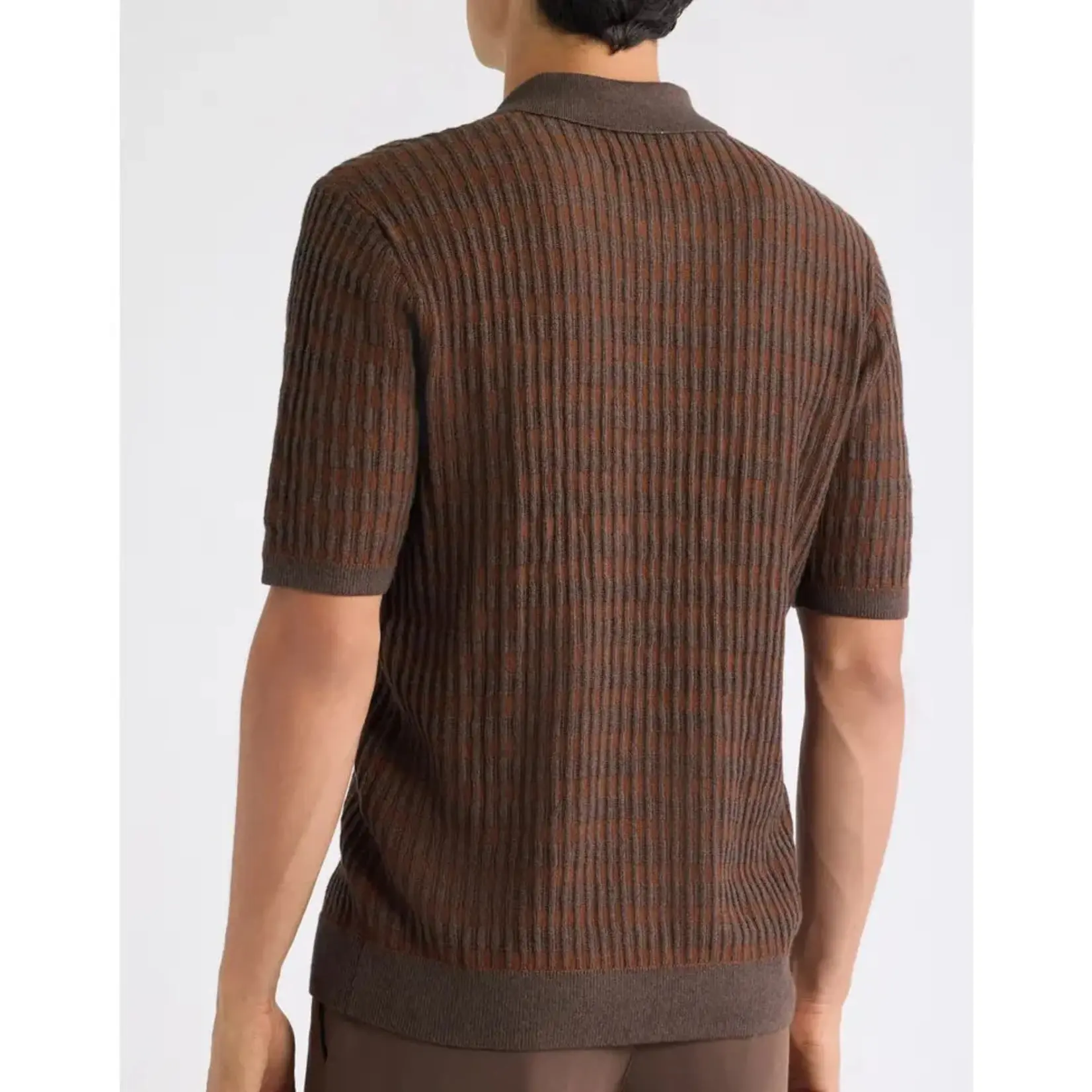 Wax London Wax London Bury SS zip polo brown