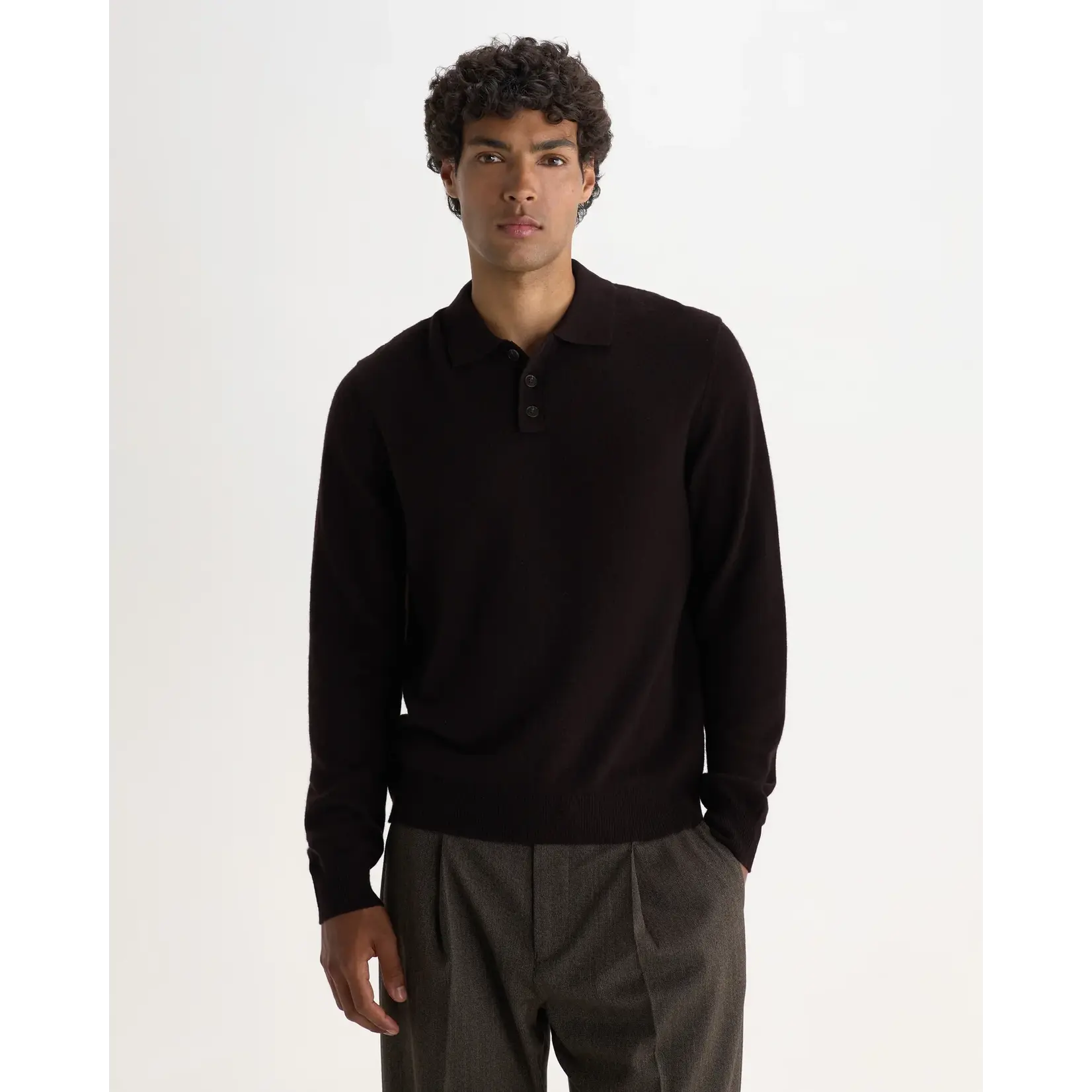 Wax London Wax London Lawrie LS polo dark brown