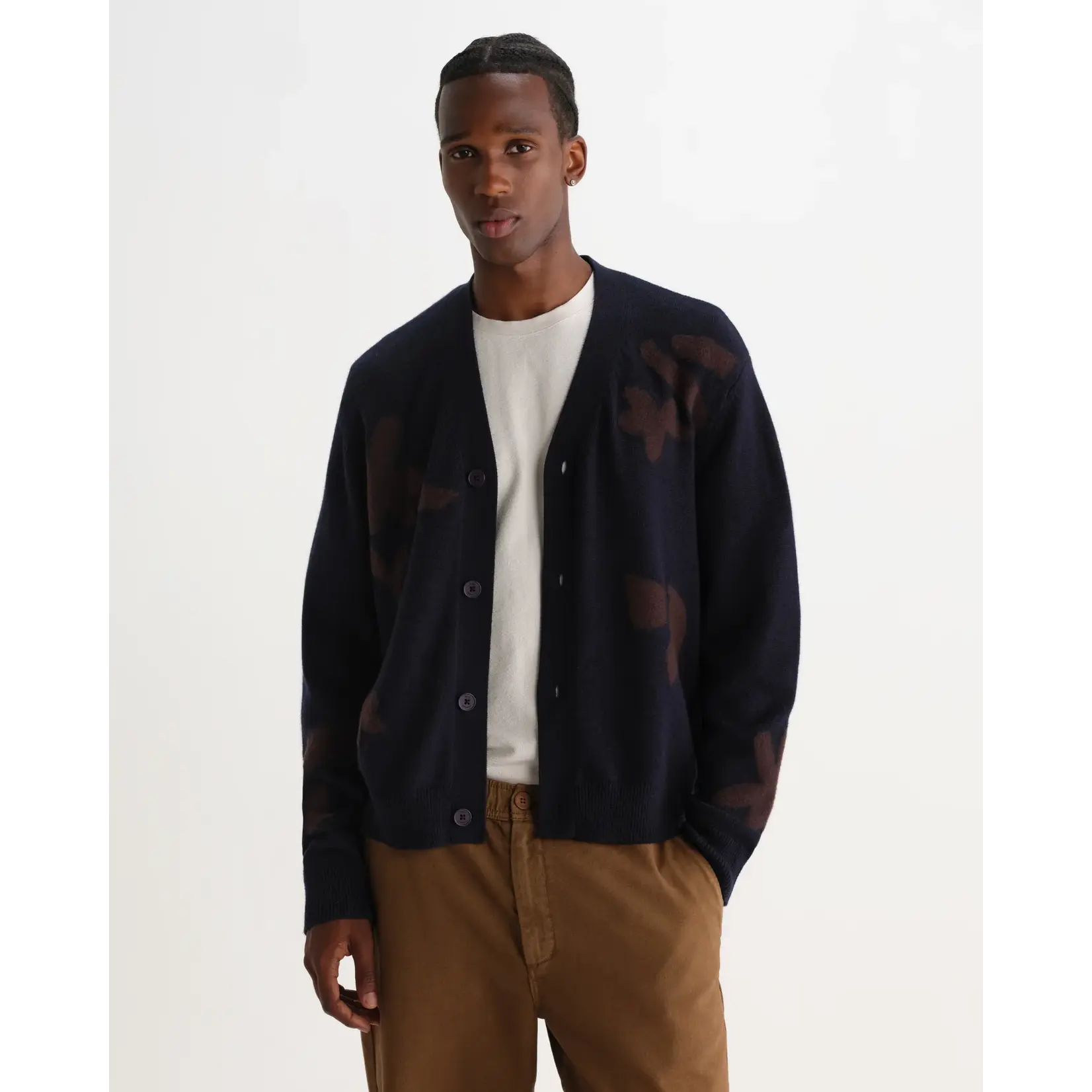 Wax London Wax London Walker cardigan navy/brown