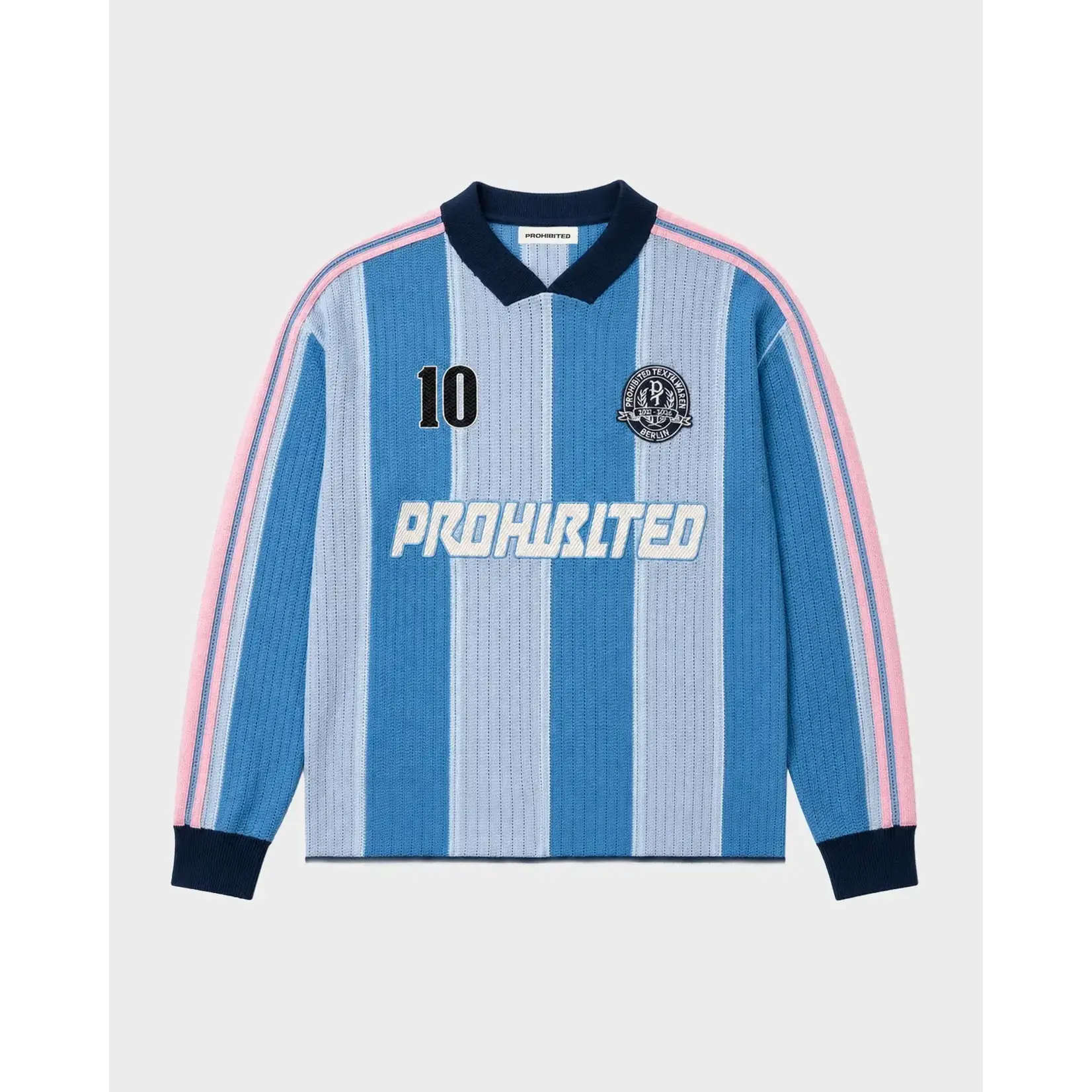 Prohibited Prohibited Striped Team knit light blue