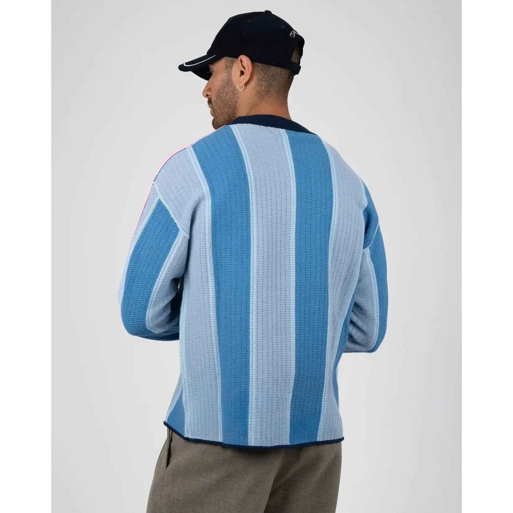 Prohibited Prohibited Striped Team knit light blue