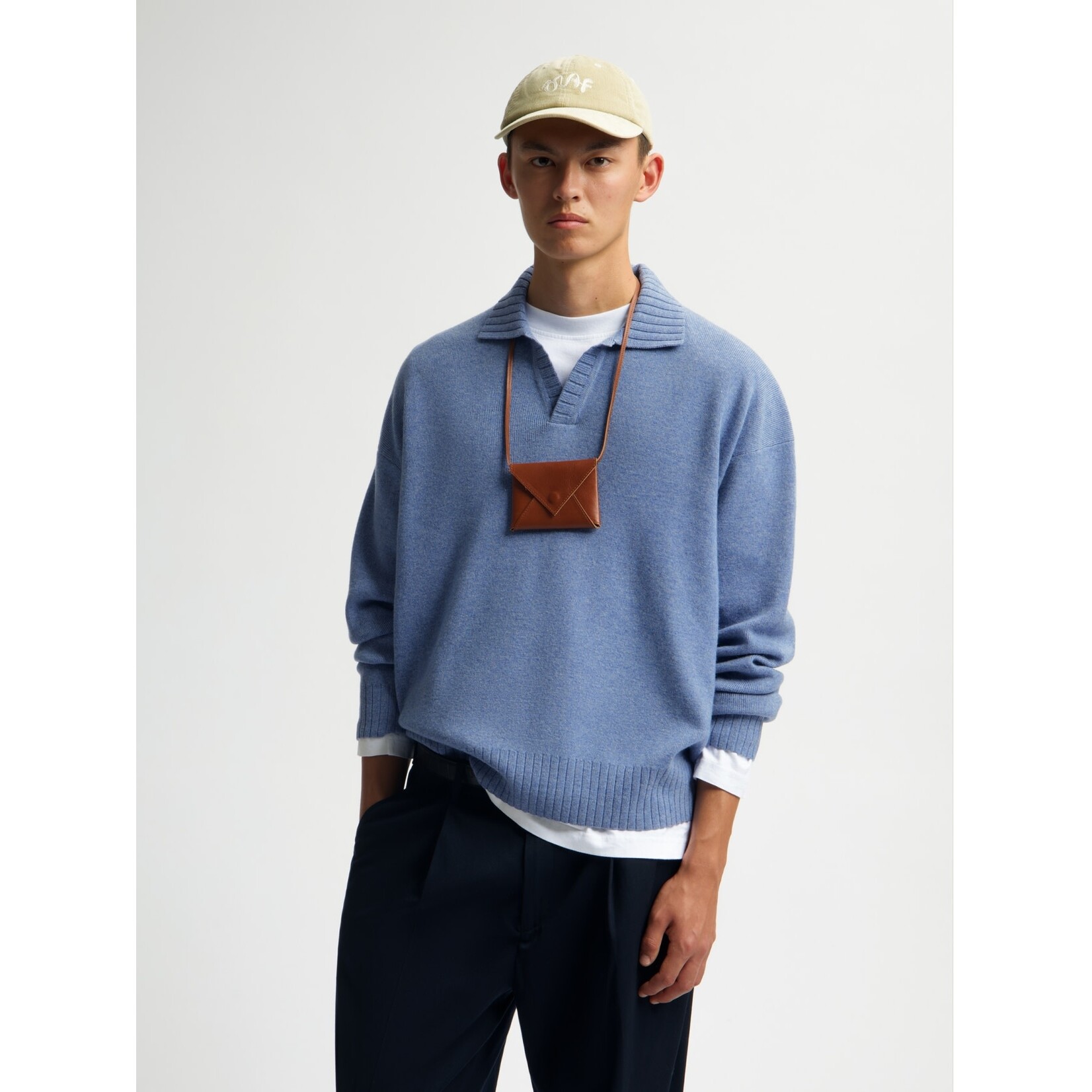 Olaf Hussein Olaf Essential knitted polo dusty blue
