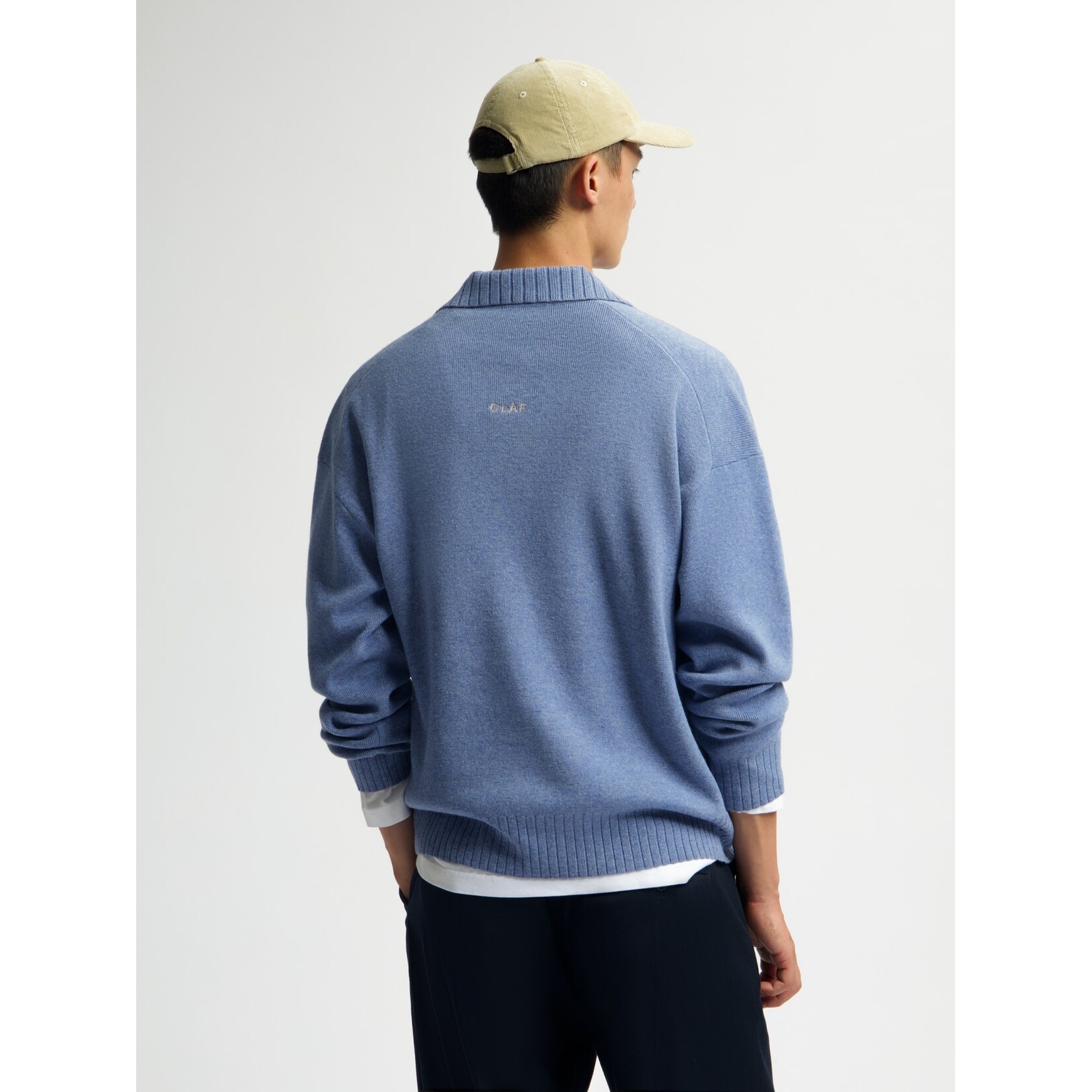 Olaf Hussein Olaf Essential knitted polo dusty blue