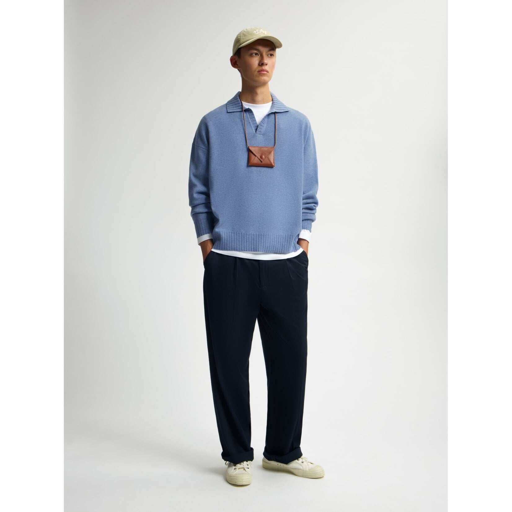 Olaf Hussein Olaf Essential knitted polo dusty blue