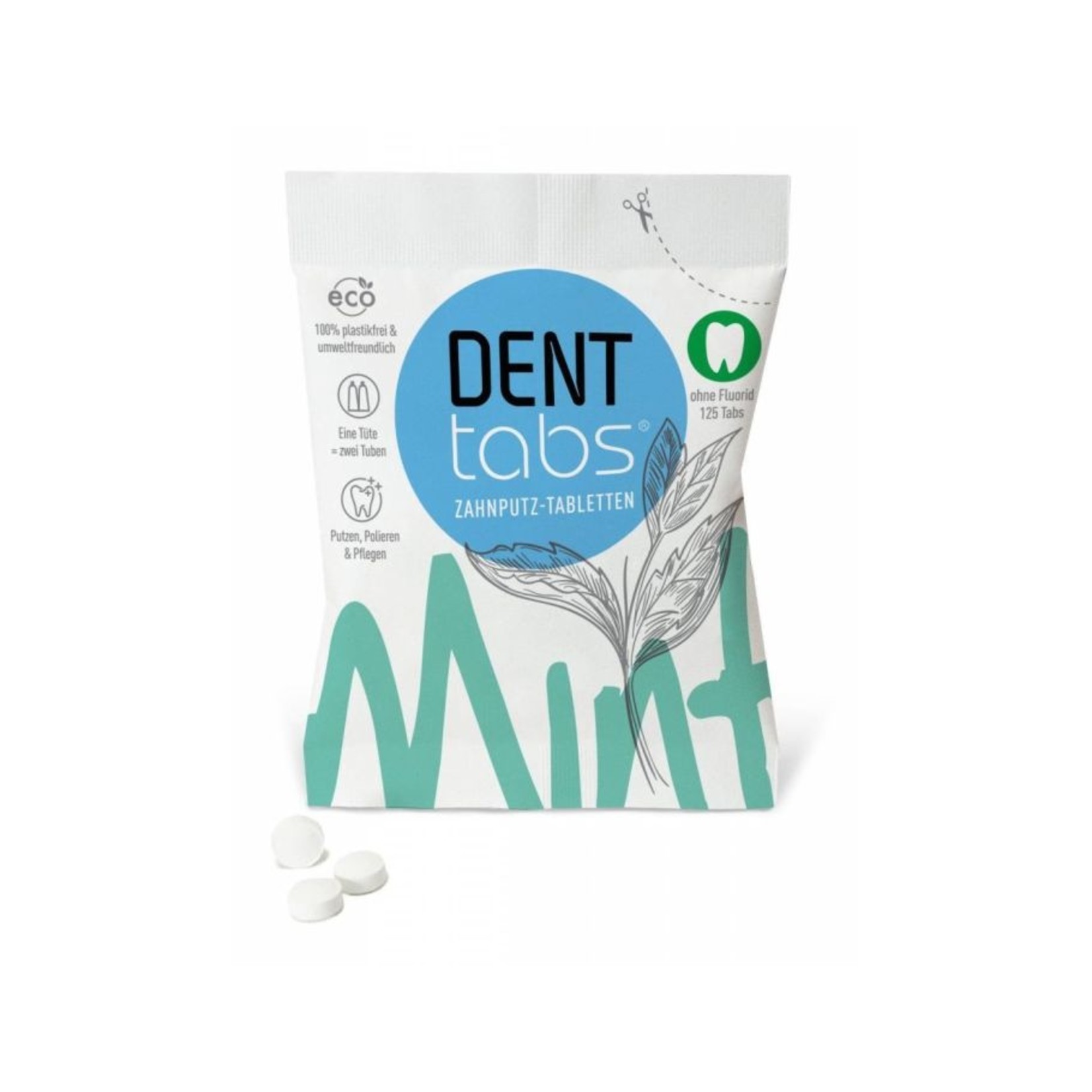 Denttabs Denttabs tandpasta-tabletten zonder fluoride (125 stuks)