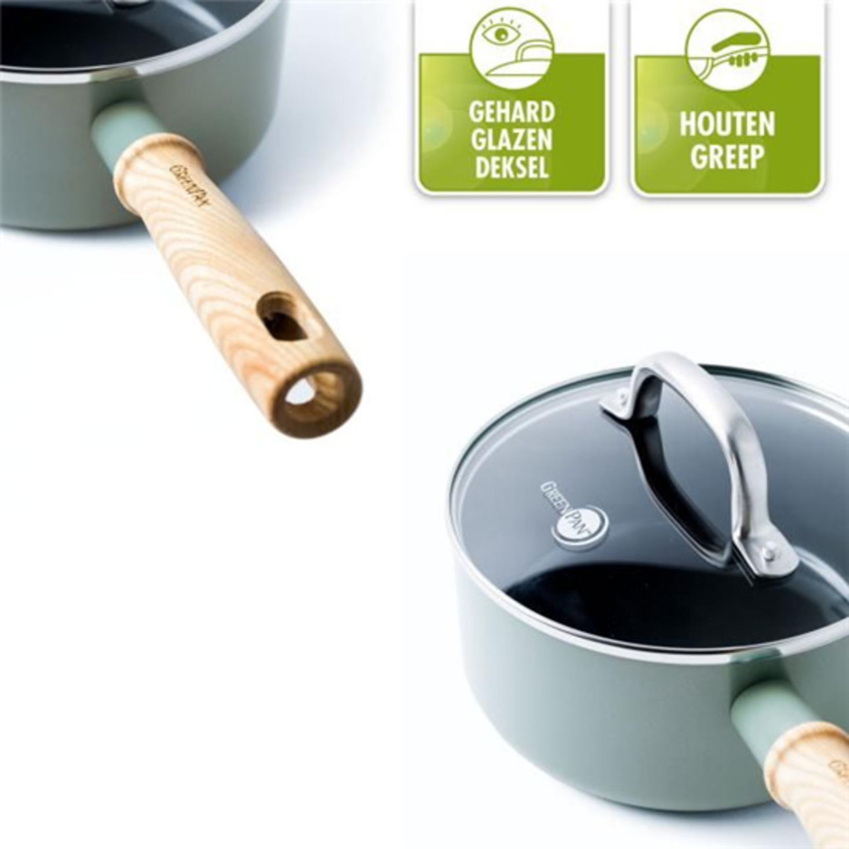 Greenpan keramische PFAS-vrije anti-aanbak pannenset Mayflower 3-delig