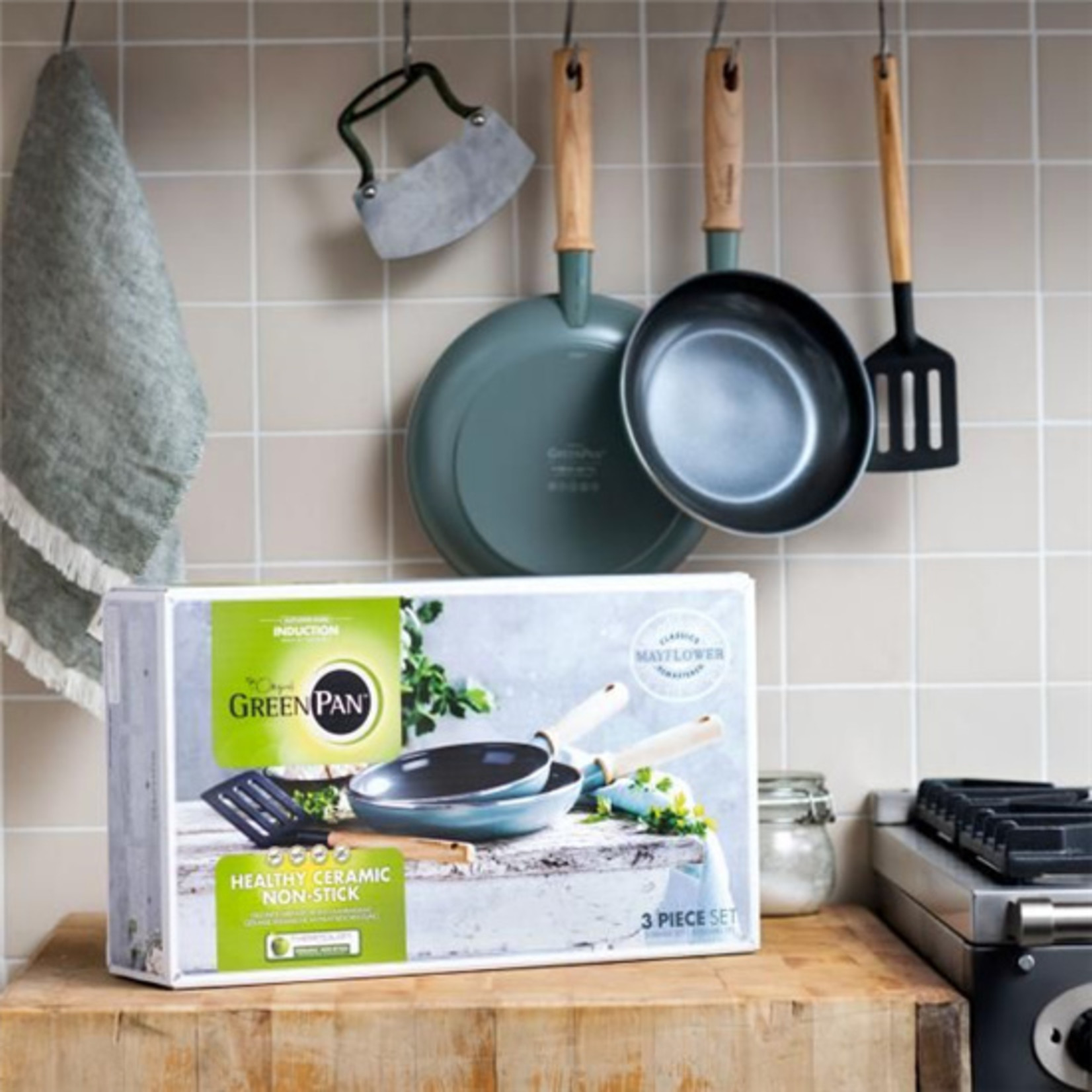 Greenpan keramische PFAS-vrije anti-aanbak pannenset Mayflower 3-delig