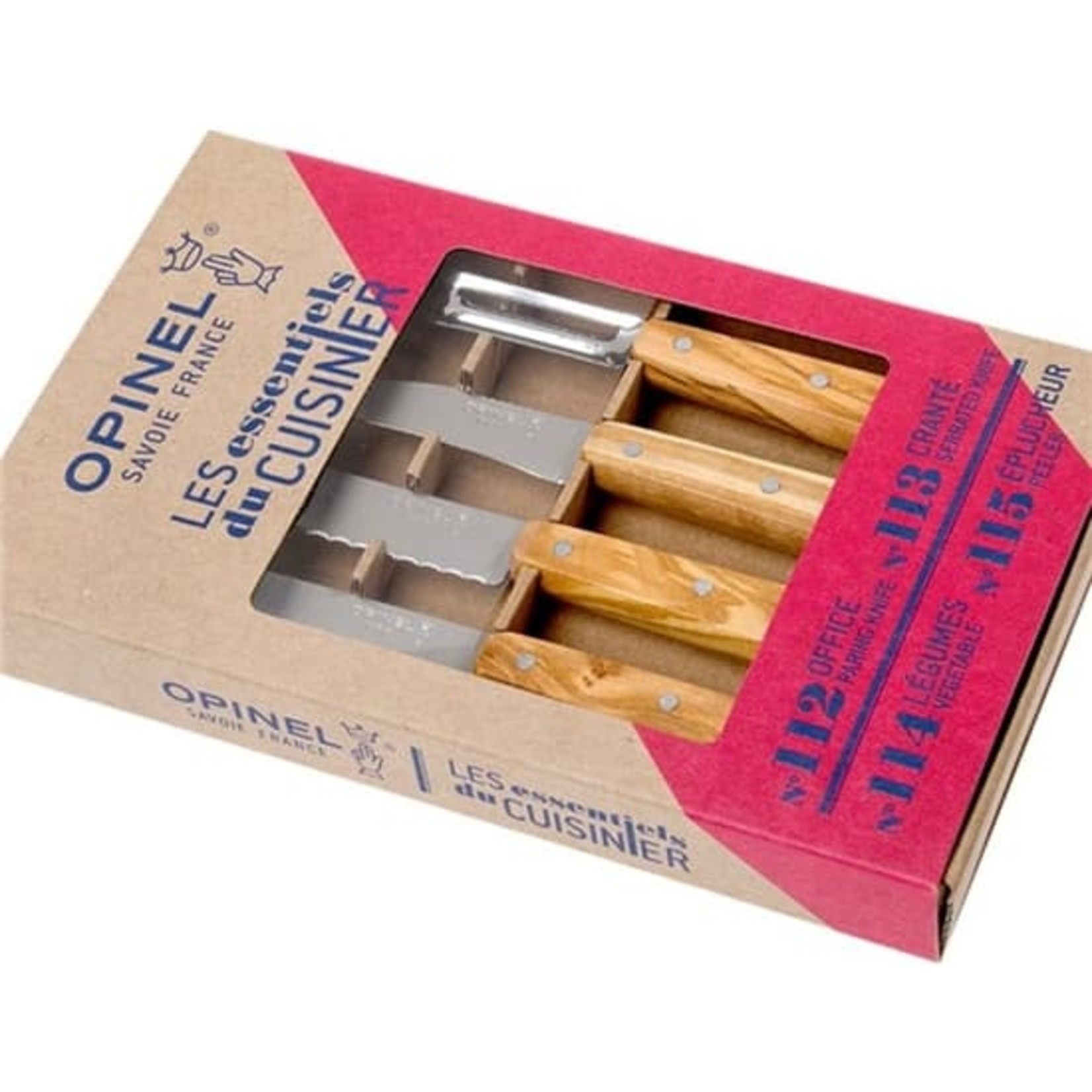 Opinel Keukenmessen van Olijfhout 4 set.