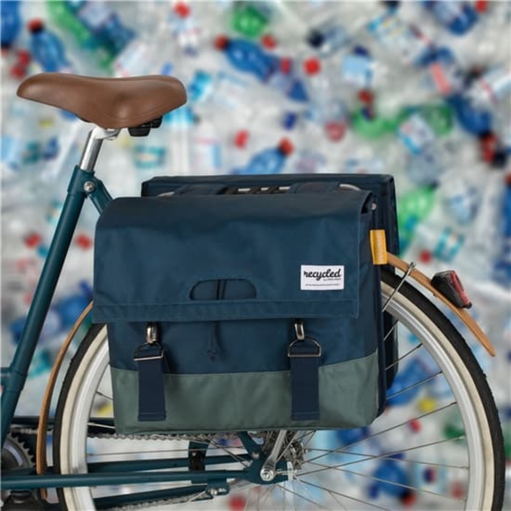 Urban Proof Urban Proof dubbele fietstas van gerecycled PET - 40L - blauw/groen