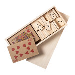 Set speelkaarten en houten domino
