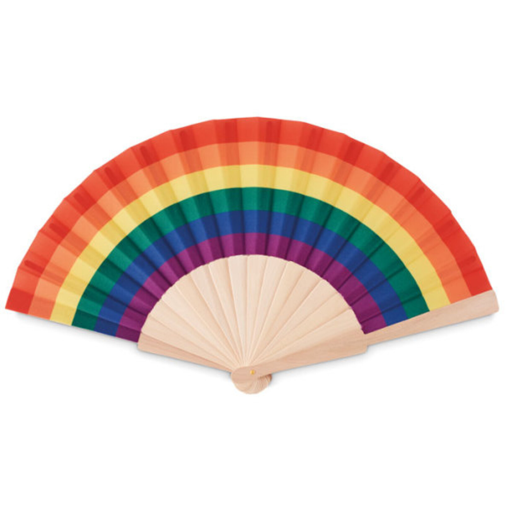 Houten regenboog handwaaier