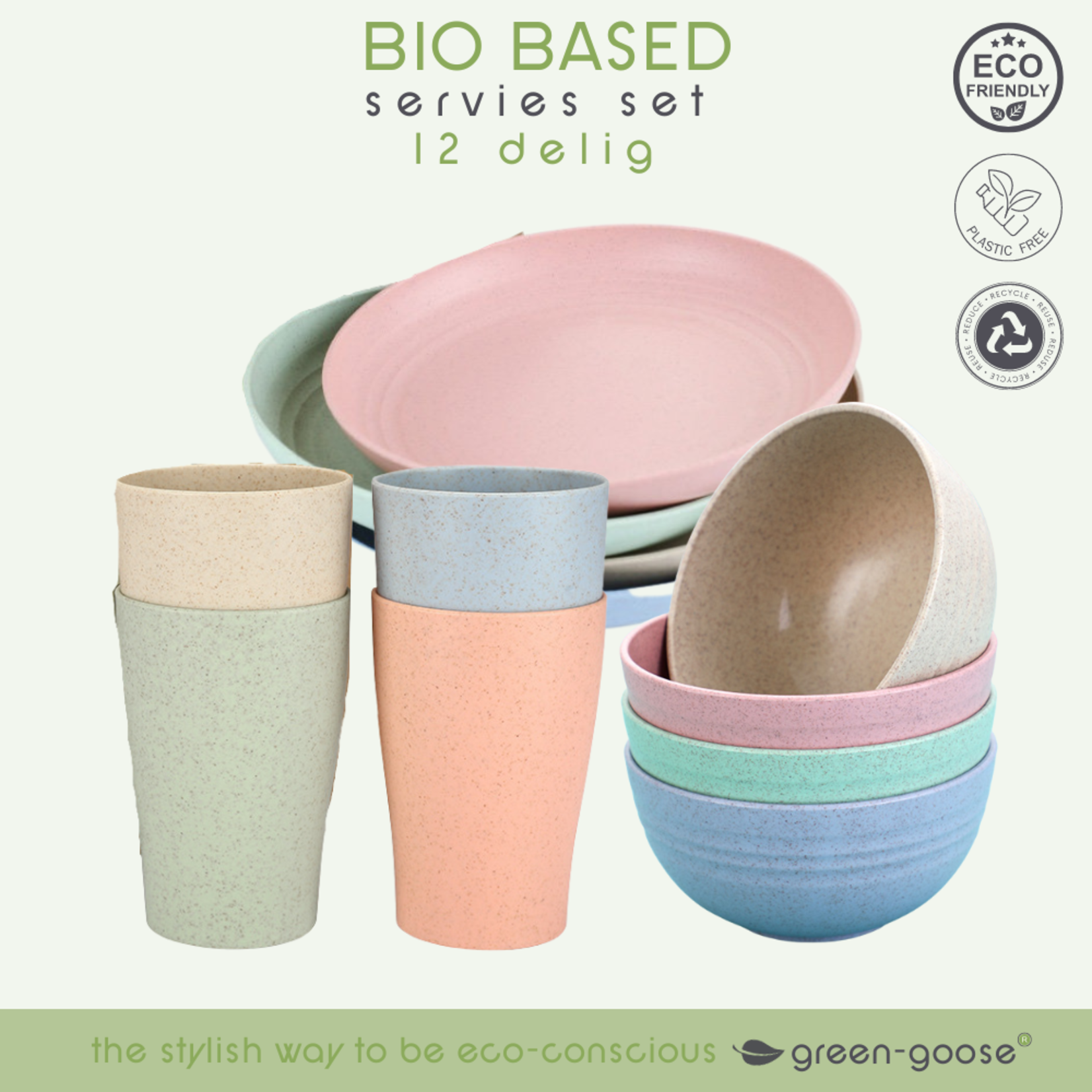 Green-goose green-goose Bio-based Servies Set - 12-delig