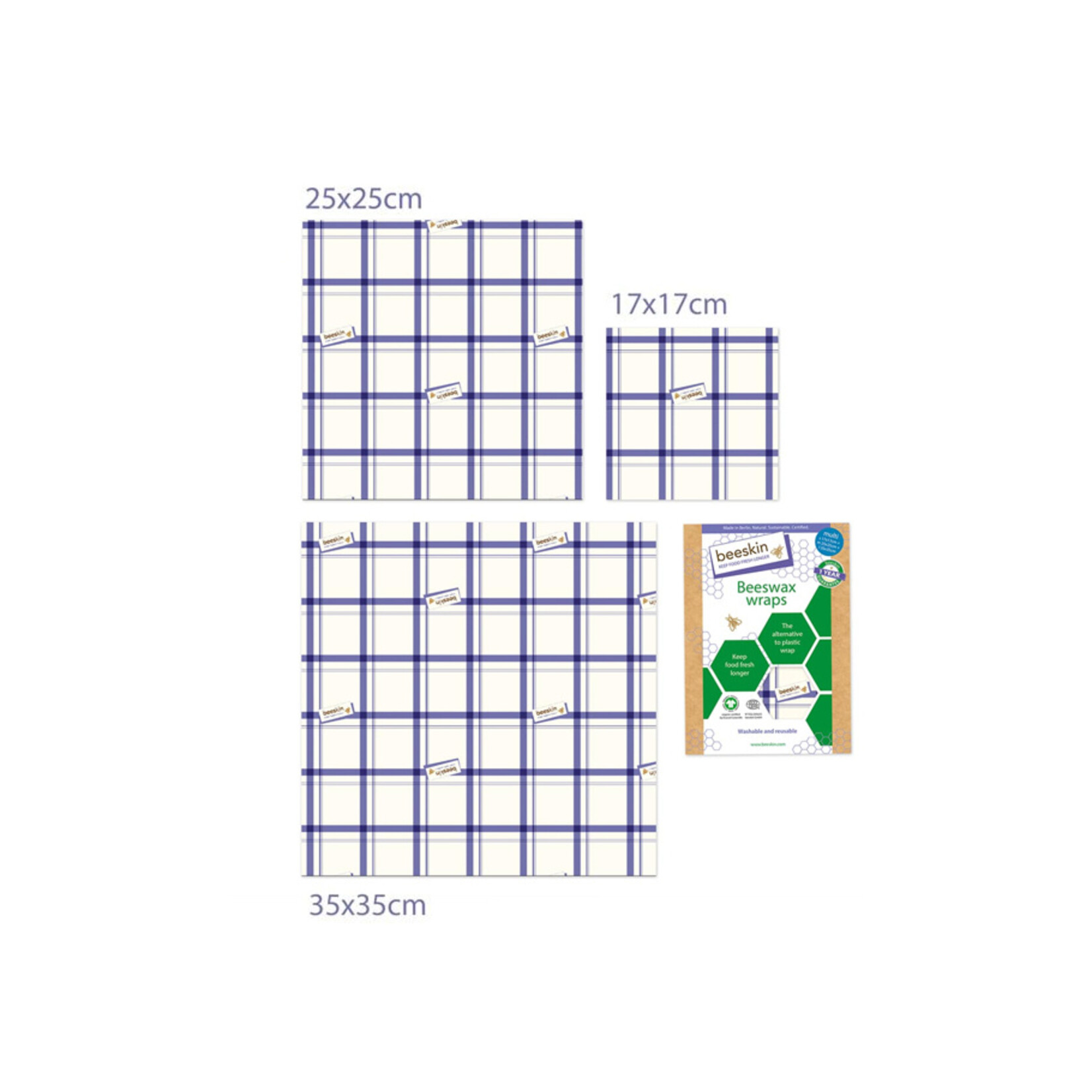 Beeskin Bijenwasdoeken set - Small, Medium en Large (random print)