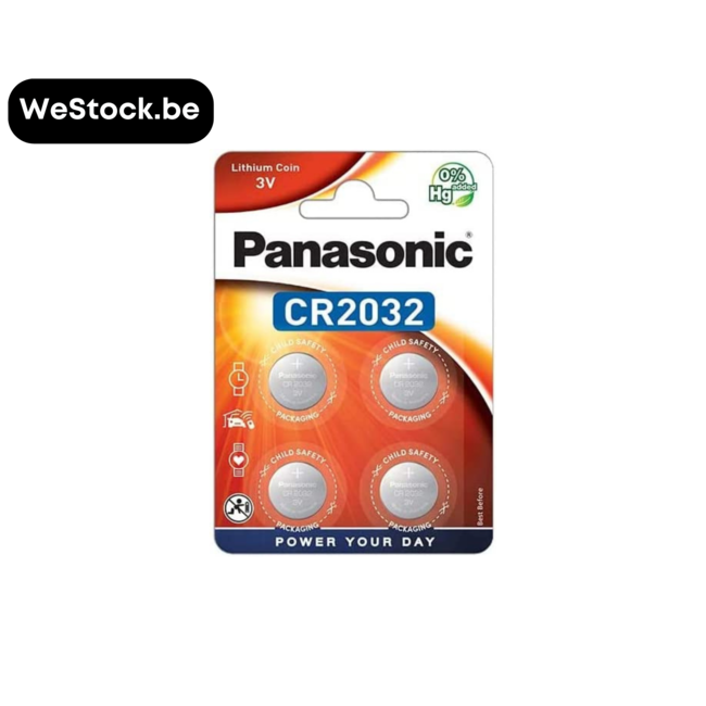 [Panasonic] CR2032 3V-batterijen | Lithium | 4 Batterijen per verpakking