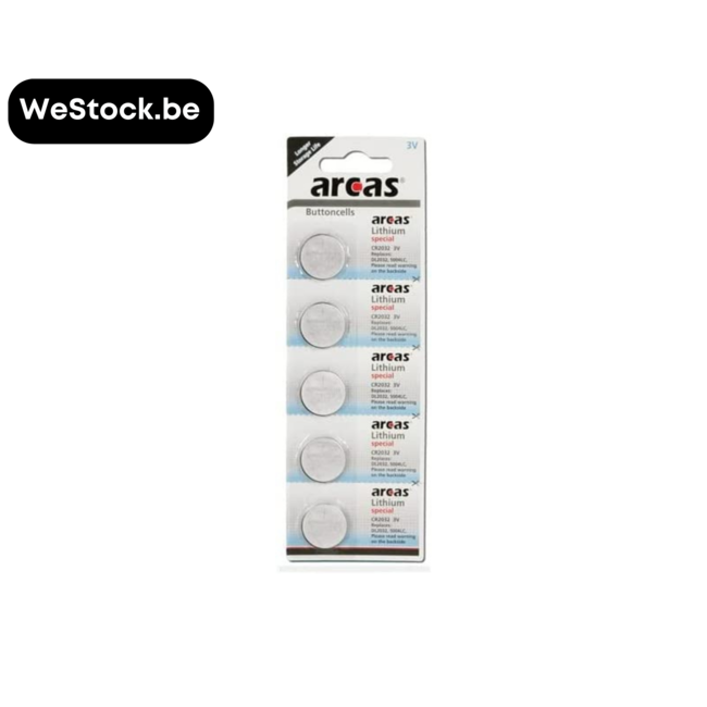 Arcas CR2032 3V-batterijen | Lithium | 5 Batterijen per verpakking