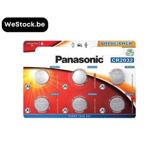 [Panasonic] Piles CR2032 3V | Lithium | 6 Piles par pack