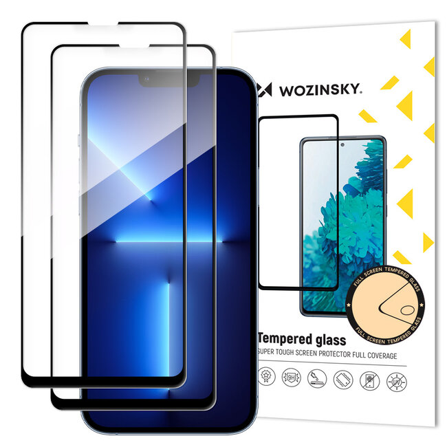 Wozinsky 2x Protecteur d'écran Full Glue iPhone 14/13Pro/13 Verre Trempé