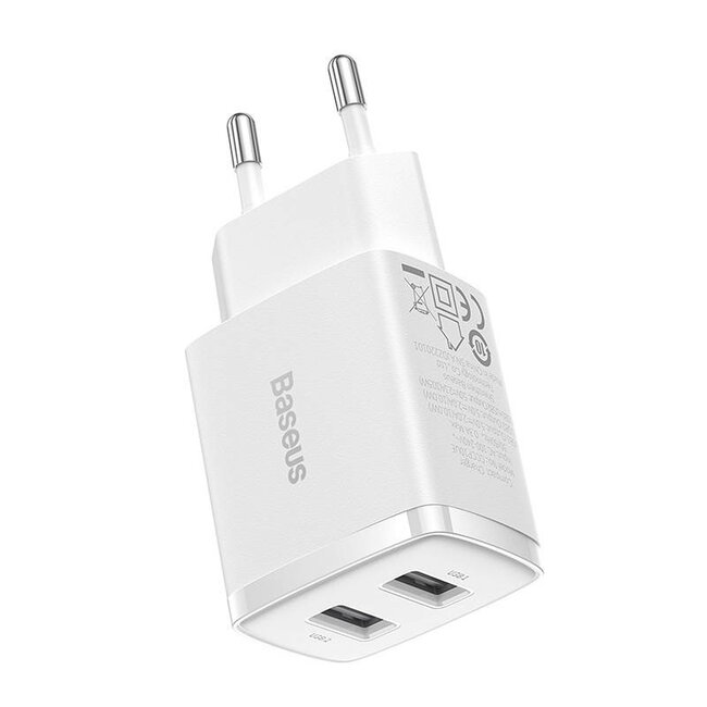 [Baseus] Baseus Dubbele USB-laadkop 10,5 W Wit