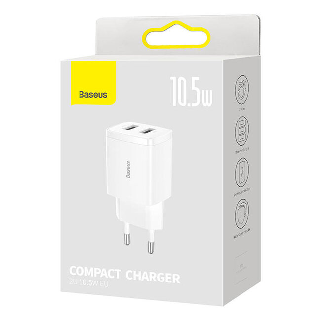 [Baseus] Baseus Dual USB charging head 10.5 W White