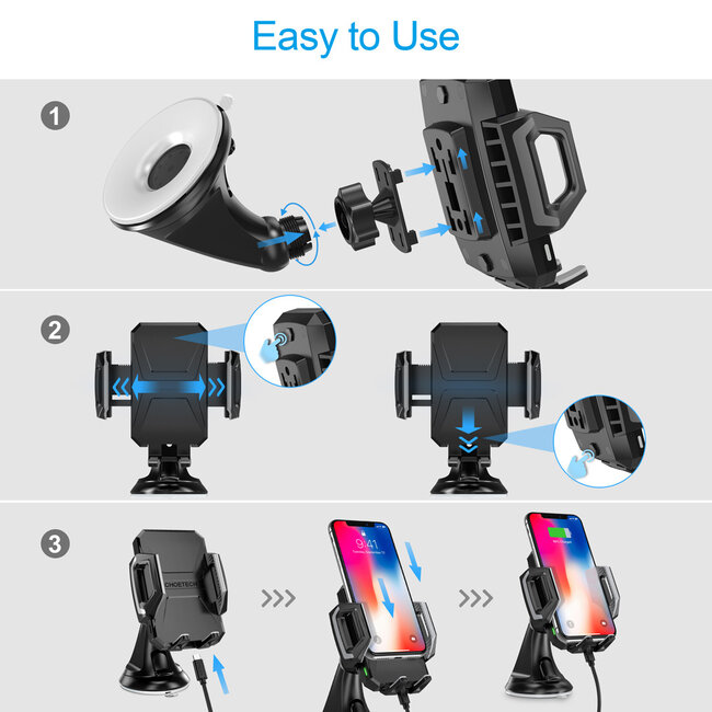 Choetech Choetech 15 W wireless charger/car holder