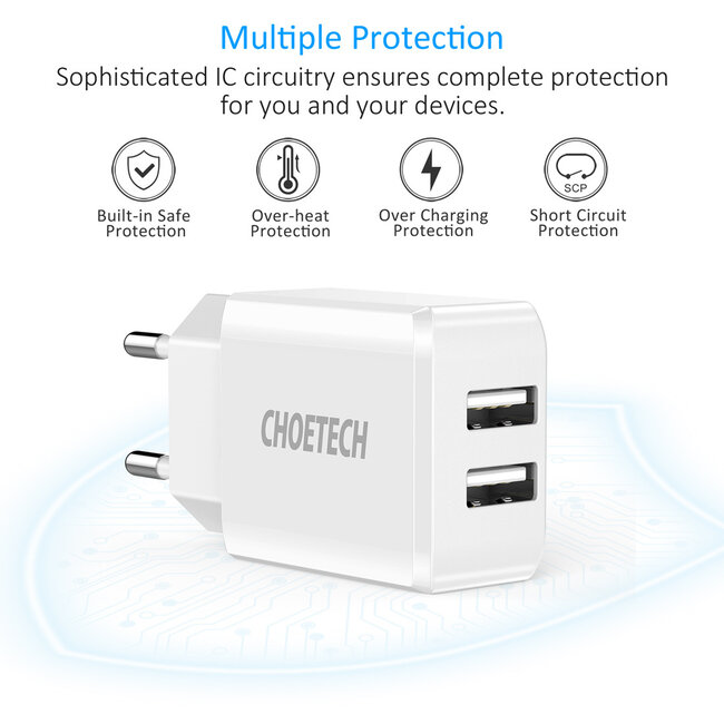 Choetech Choetech Reislader Adapter 2x USB-A