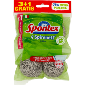 SPONTEX Eponge - Spirale grattante en inox - 3+1