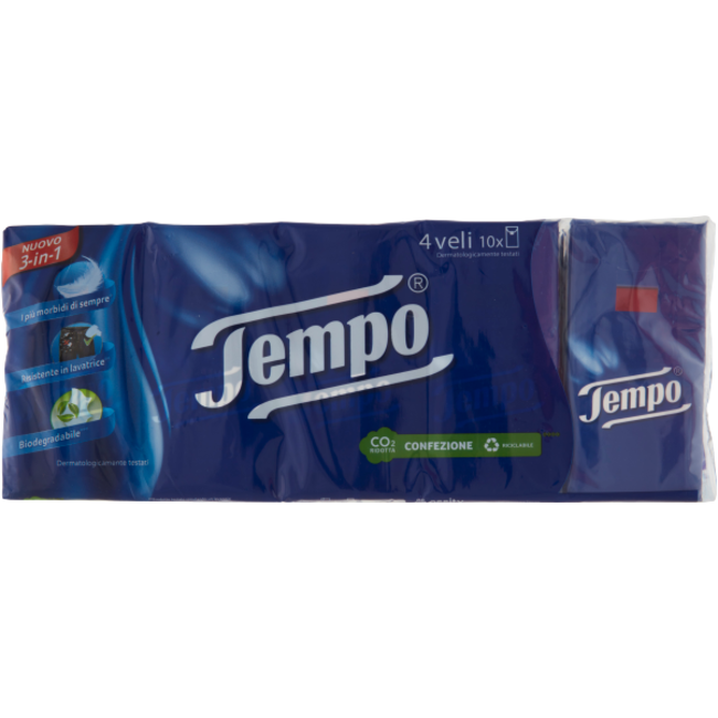 TEMPO Handkerchiefs - 4 ply - Pack of 10 packs
