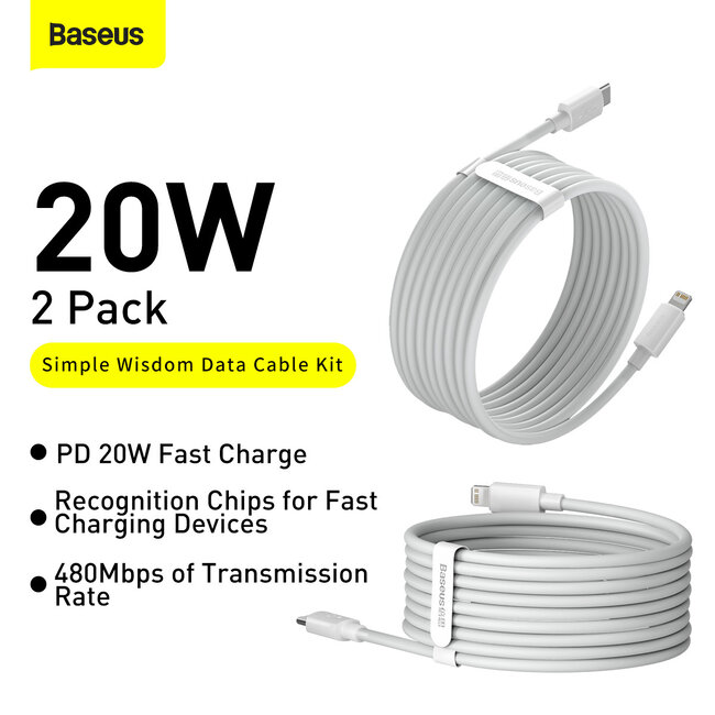 [Baseus] USB-C naar Lightning 2-pack - 1,5 meter