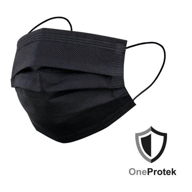 OneProtek Type IIR surgical Masks | Black | Box of 50