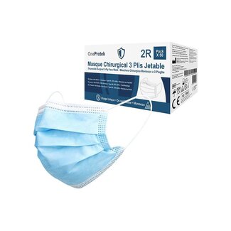 OneProtek Masques chirurgicaux Type IIR | Bleu | 5x10 Masques