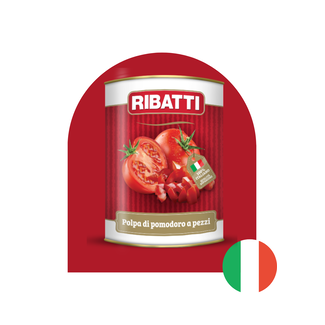 RIBATTI Geconcasseerd – Tomatenpulp met stukjes – Afkomstig uit Italië – 2.5 KG (blik)
