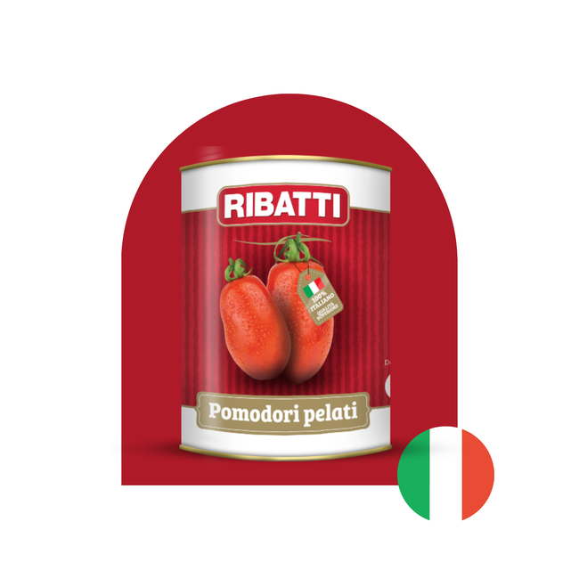 RIBATTI Gepelde hele tomaten – Afkomstig uit Italië – 800 g (blik)