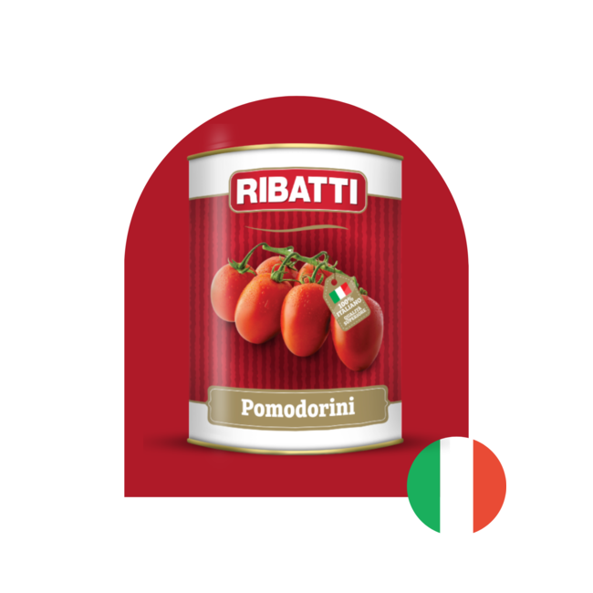 RIBATTI Hele kerstomaten (Pomodorini) – Afkomstig uit Italië – 400 g (blik)