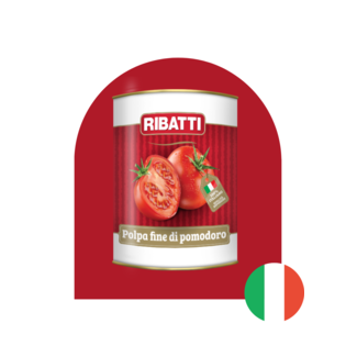 RIBATTI Finely chopped tomatoes / Fine tomato pulp (Polpa fine di pomodoro) – Origin: Italy – 2.5 kg (can)