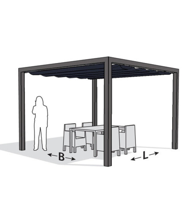 Aluminium pergola met Prosail waterdicht harmonicadoek
