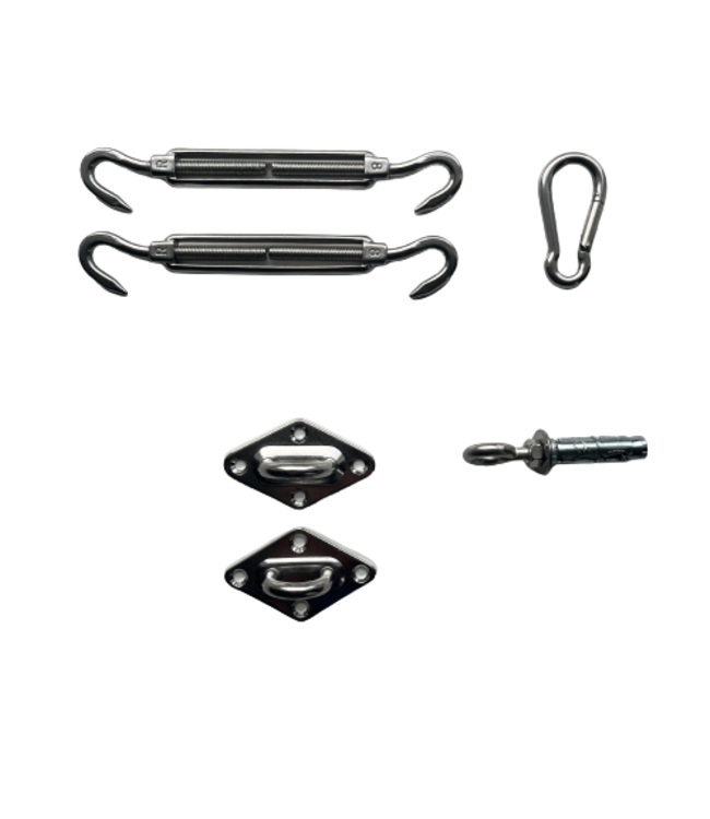 Bevestigingsset rvs voor driehoek schaduwdoek