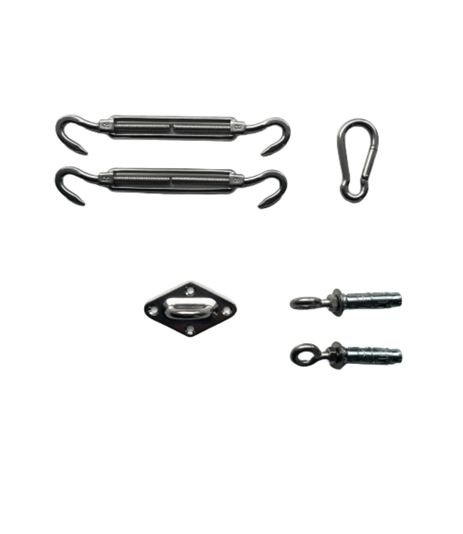 Bevestigingsset rvs voor driehoek schaduwdoek