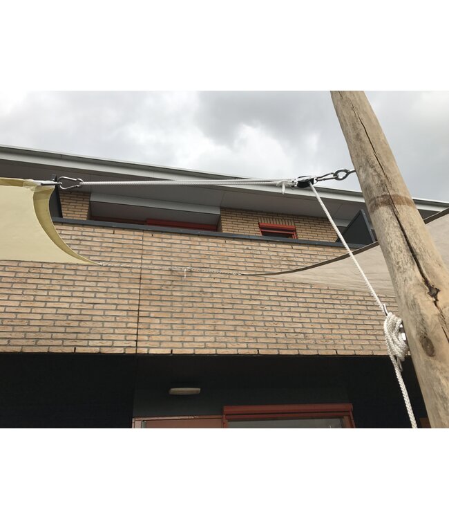 Bevestigingsmateriaal voor schaduwdoek, katrolset rvs_hoveniers