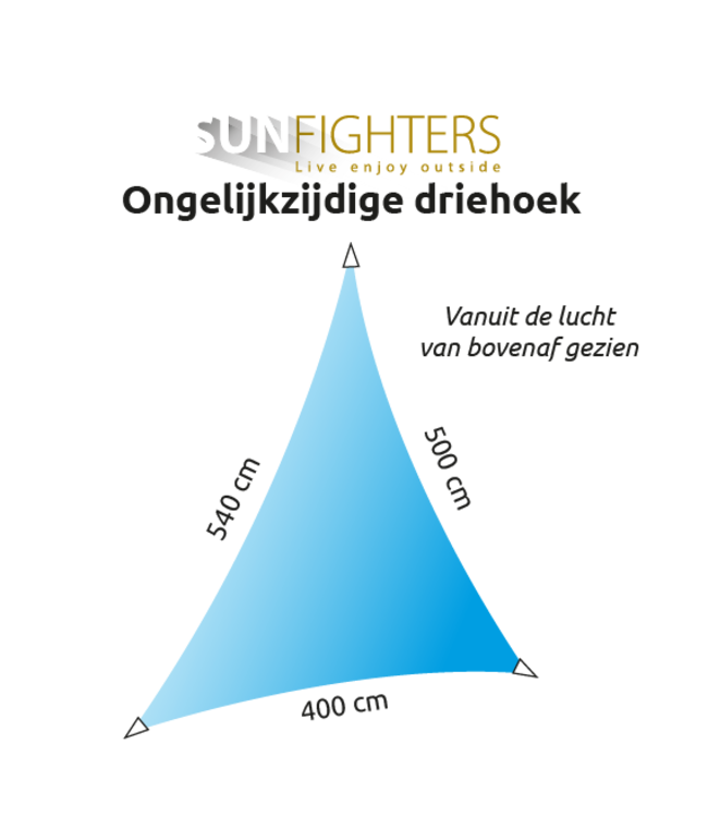 Schaduwdoek ongelijkzijdige driehoek