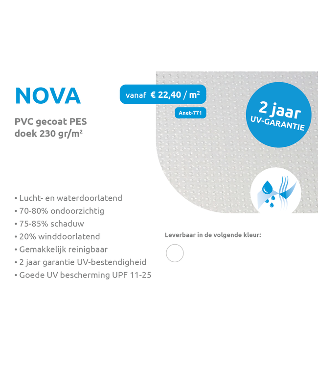 Maatwerk schaduwdoek rechte zijden gelijkzijdige driehoek waterdoorlatend Nova