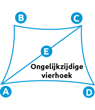 Maatwerk Schaduwdoek waterdoorlatend NOVA gecurvde zijden ongelijkzijdige vierhoek
