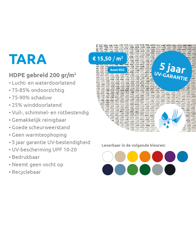 Wind- of privacydoek ongelijkzijdige driehoek Tara