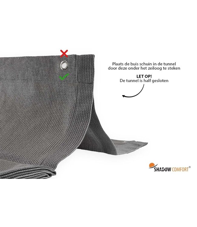 Douglas pergola 404x394cm met harmonicadoek waterdoorlatend 370x370cm